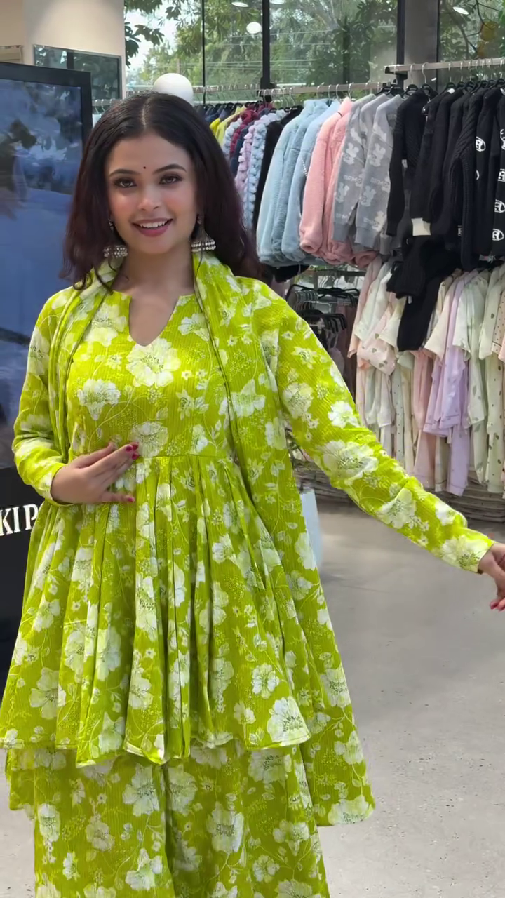 Vibrant Lime Printed Co-ord Set – Breezy Statement Style