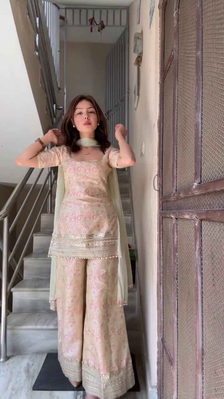 Pastel Printed Kurta Palazzo Set – Subtle Festive Charm