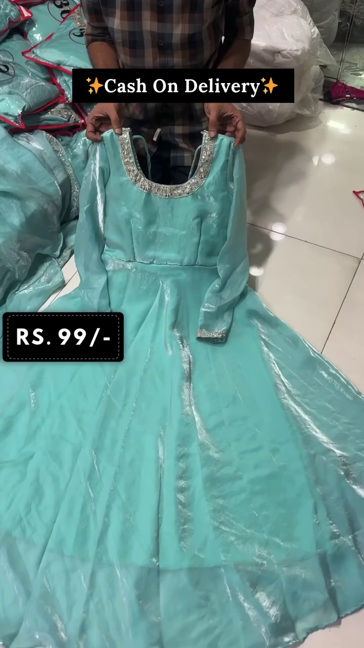 Elegant Sea Green Anarkali Gown – Budget Glam