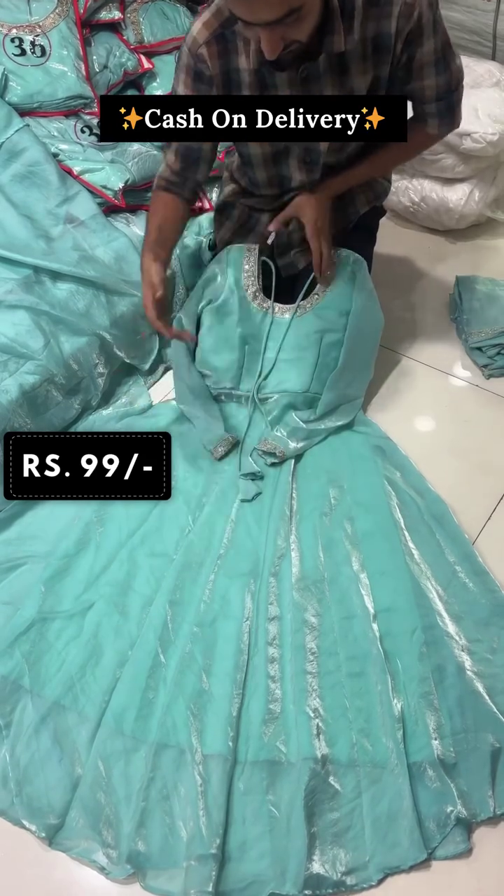 Elegant Sea Green Anarkali Gown – Budget Glam