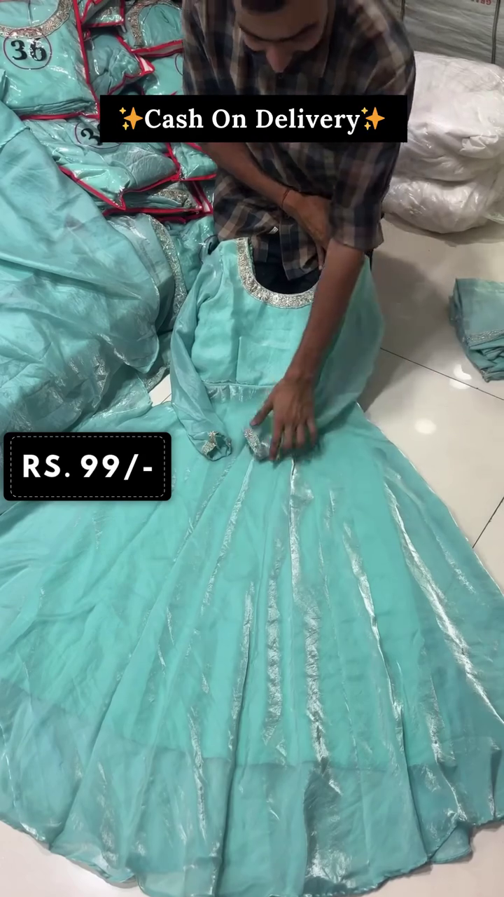 Elegant Sea Green Anarkali Gown – Budget Glam