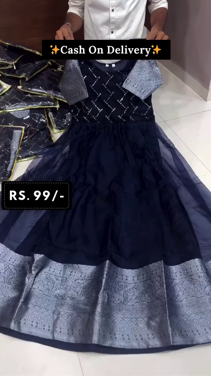 Stylish Navy Blue Party Gown – Elegant Shine