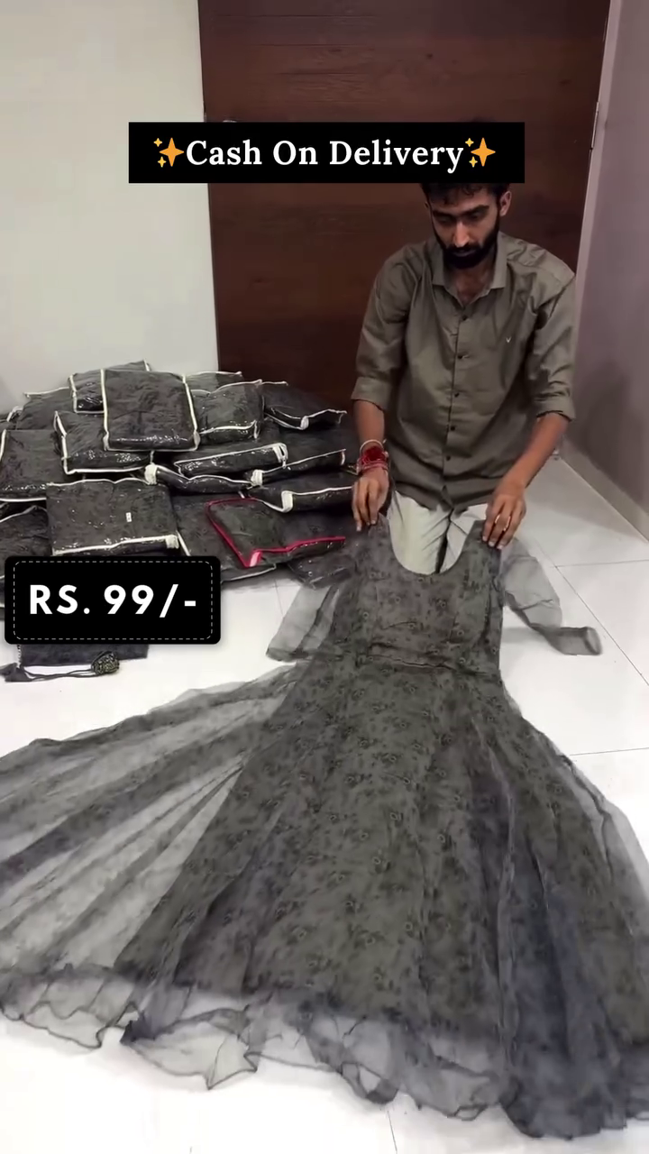 Stylish Navy Blue Party Gown – Elegant Shine