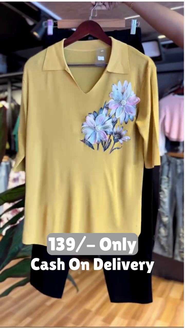 Chic Mustard Floral Top with Pants – Fresh Everyday Style